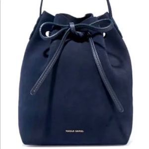 Mansur Gavriel Suede Mini Bucket Bag in Navy
